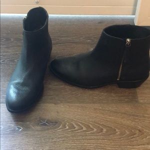 Jcrew black leather ankle boots